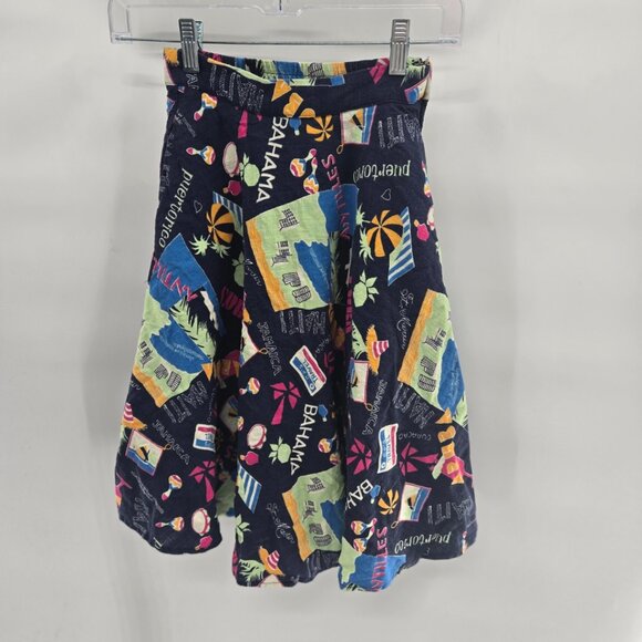 Modcloth Navy Just This Sway Travel Linen Blend Side Zipper Lined Skirt XXS - Picture 1 of 9